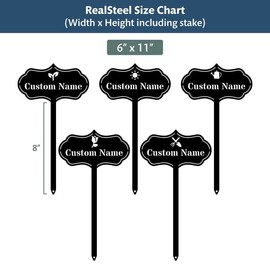 RealSteel – Customizable Seed & Plant Markers - Outdoor Herb Garden Stakes - Elegant Fruit/Vegetable Labels - Steel Plant Tags for Pots - Classy Design for Farmhouse/Greenhouse – Trowel & Claw Icon