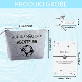 Travel Gift Lucky Charm Travel Felt Cosmetic Bag Guardian Angel Keyring with Engraving for Travellers Toiletry Bag Small Gifts for Travelers Abroad Year Farewell