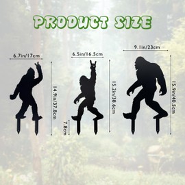 Set of 3 BigFoot Metal Statues Yard Art Decorative Outdoor Garden Stake Decor Big Foot Sasquatch Gifts, for Lawn, Patio, Yard, Garden, Outdoor Decorations, 9.1" x 15.9", 6.5" x 15.2" & 6.7" x 14.9"
