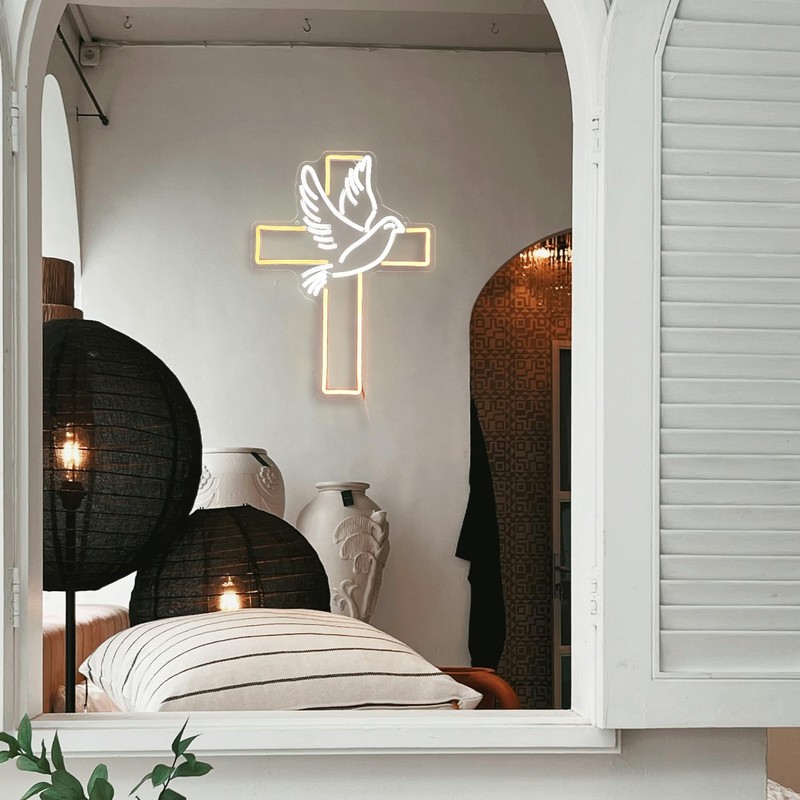 Cross Neon Sign Dimmable Led Easter Cross Neon Light For