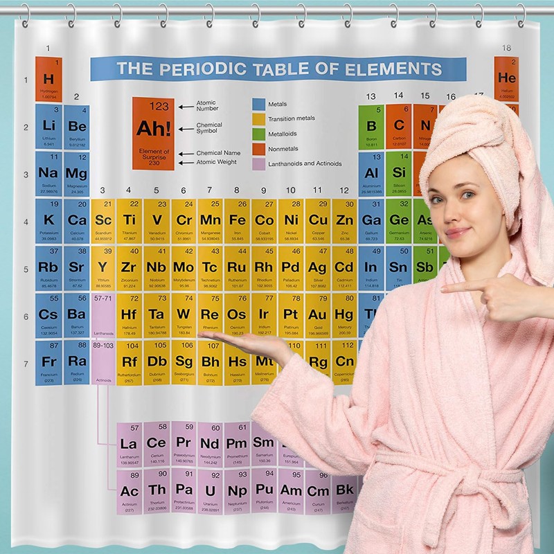 Duschvorhang Badewannen-Vorhang; Wasserdichter, Waschbarer Anti-Schimmel Badvorhang aus 100% Polyester für