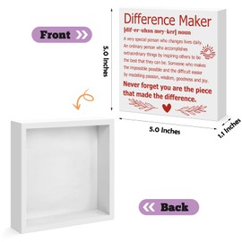 Thank You Gifts for Women Men Wooden Box Sign Decorative Home Office Desk Sign Decor for Difference Maker Appreciation Gifts for Boss Leader Employee Coworker Teacher Mentor Coach