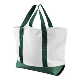 Liberty Bags Bay View Giant Zippered Boat Tote (7006)- WHITE/FOREST, OS