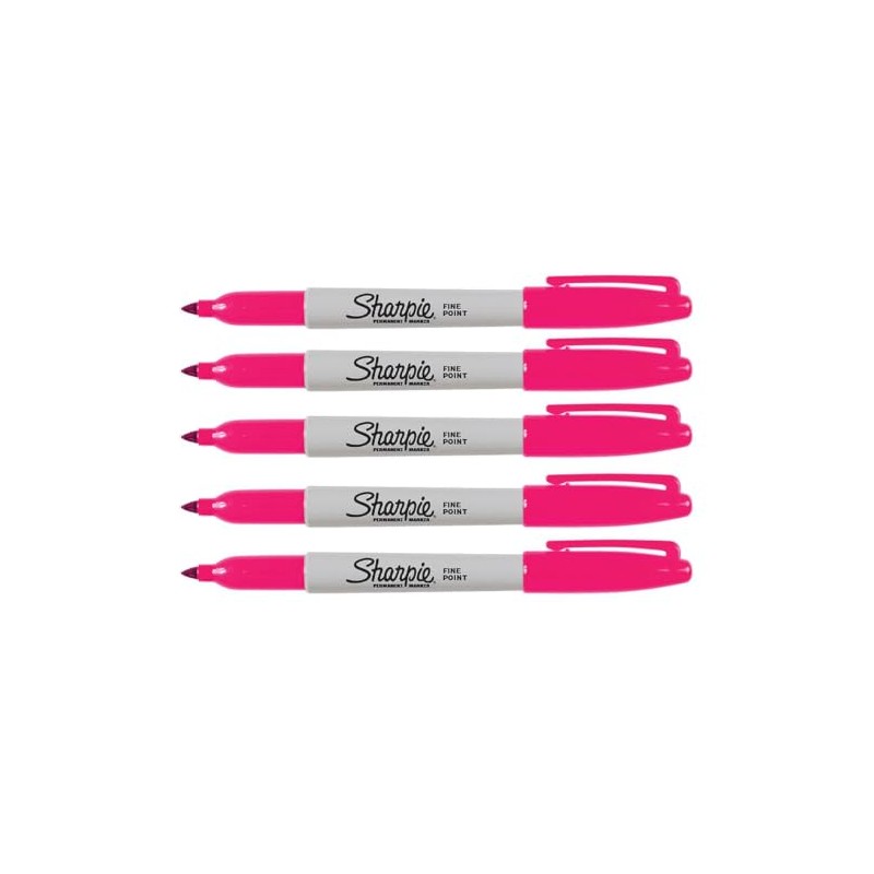 Sharpie Magenta Markers, Fine Point Tip, Permanent Markers, 5-Count