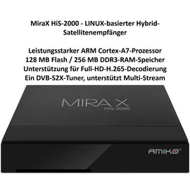 Amiko Mira X HiS-2000 DVB-S2X HEVC Sat Receiver Satellite TV Linux 2X USB 2.0 100Mbps Ethernet HDMI Multi Stream
