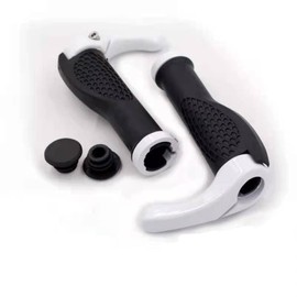 Bicycle Handlebar Grip Ergonomic Anti Skid Lock on Handle Cover Aluminum Alloy Rubber Grips MTB Bike Accessories (White)