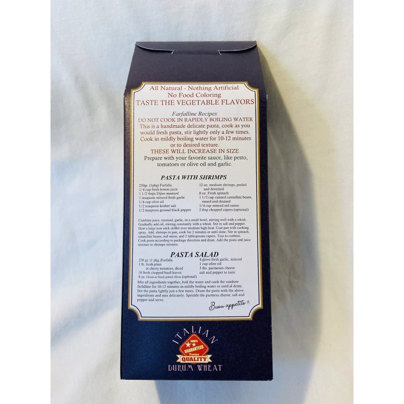 Torino Farfalla Pasta Organic Multicolor Rainbow Torino 8.8 oz Bow