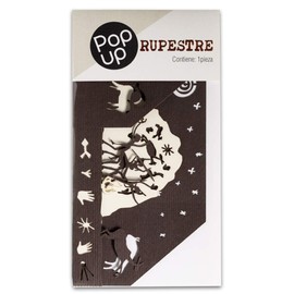 | PopUp Desplegable Decorativo de Cartulina Recortada a Laser | Tema Escena Rupestre | Decoración Souvenir Recuerdo de México
