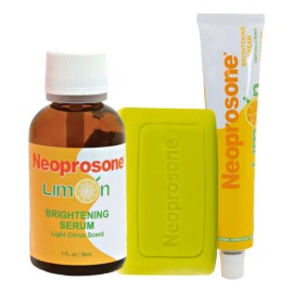 Kit Despigmentante Neoprosone Limón - Rutina completa con sérum, jabón y crema aclarante para rostro, reduce manchas oscuras y unifica el tono - Set completo