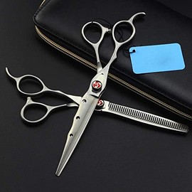 Left-Handed Professional Hairdressing Scissor,Hair Cutting Kit Hair Tools Hair Scissors Straight Scissors Thinning Barber Scissors Salon 7.0 Inch(E,7 inch set)