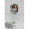 Hand Painted Wine Glasses (Set of 2) - Poinsettia Red/Silver/White