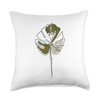 Monstera Leaf Monstera Deliciosa Cheese Plant Line Art Throw Pillow
