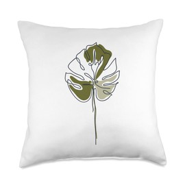 Monstera Leaf Monstera Deliciosa Cheese Plant Line Art Throw Pillow