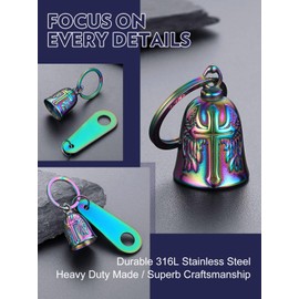 Bandmax Motorcycle Bell Stainless Steel Colorful Wings Cross Guardian Angel Motorcycle Bell Safe Driving Lucky Keychain Accessories For Bikers Riders