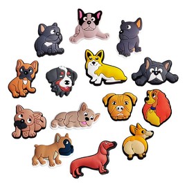 14pcs Non-repetitive Dog Shoe Charms Fits Crocs Shoes or Shoe & Bracelet Wristband (Dog)