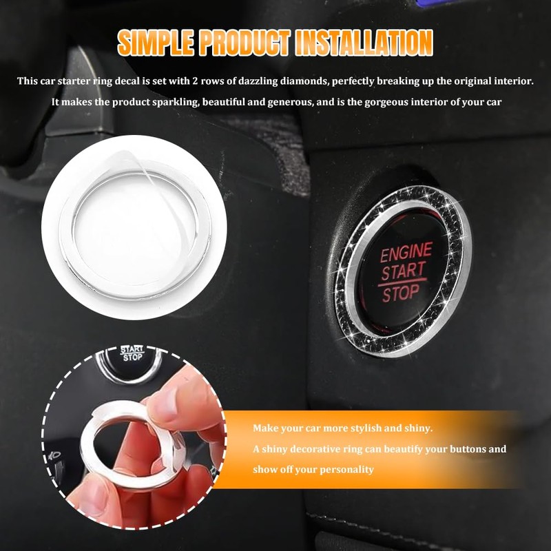 QZTYTY 2PCS Car Engine Start Stop Decoration Ring, Car Start