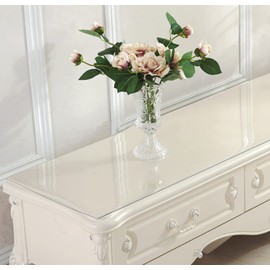 Halyuhn 2 Pack Clear Plastic Table Cover Protector 12’’x48’’, 1.5MMThick Clear Table Protector Pad for Furniture, Vinyl Clear Table Protector for Dining Room,Side Table,Coffee Table and Console Table