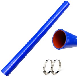 2.5" ID x 3 ft Silicone Radiator Coolant Hose, Blue 4 Ply Reinforced Flexible Straight Cooling Pipe, Air Water Rubber Pipe Replacement for Peterbilt Freightliner Kenworth Heavy Duty Semi Truck