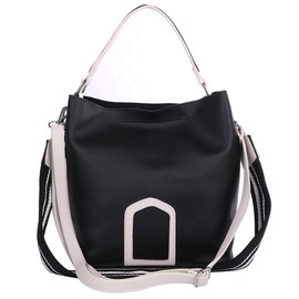 Angel Moon Women's Handbag, PU Leather, Shoulder Strap, Cross-body Strap, Two-Tone, Black