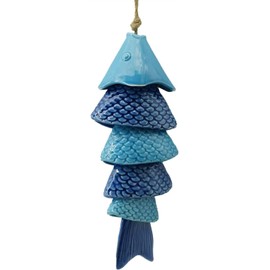 Hpoeude Koi Fish Ceramic Wind Chimes for Outside, 12Inch Garden Fish Decor, Beach Decor, Fish Sculptures for Outdoor, Patio, Pond.