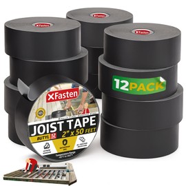 XFasten Butyl Joist Tape for Decking, 2 Inch x 50 Feet (12-Pack, 600ft) – Waterproof and Anti-Corrosion Deck Flashing Tape for Joists, Weatherproof Butyl Sealant for Deck Protection and Longevity
