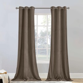 StangH Velvet Curtains 90 inches Long Taupe - Light Blocking Bedroom Drapes Privacy Protection, Heavy Grommet Window Treatment Farmhouse Decor for Living Room, W42 x L90, 2 Panels