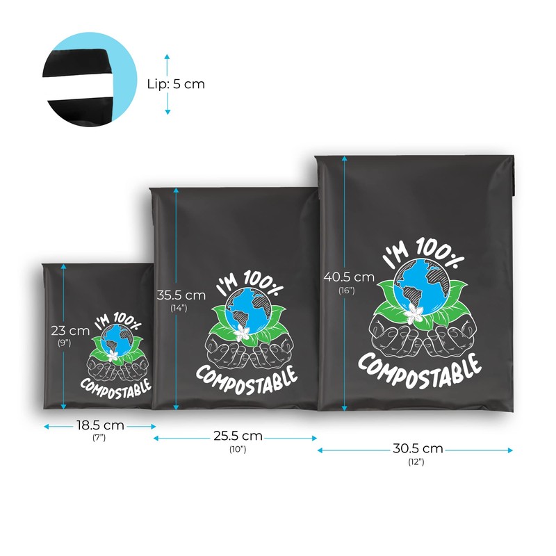 Compostable Mailing Bags,Biodegradable Mailing Bags,Eco Friendly Mailers 12 x 16"