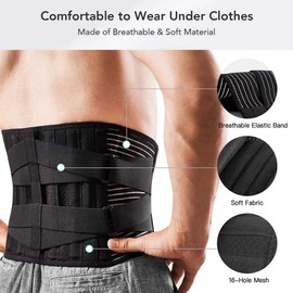 Cinturón de Soporte Lumba，Soporte Lumbar para Hombres y Mujeres, Faja Lumbar para Espalda Aliviar Dolor y Lesiones, Correas Ajustables y Almohadilla Lumbar Extraíble,Faja Lumbar Transpirable (L)