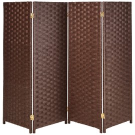 4 ft. Short Woven Fiber Folding Screen - Dark Mocha - 4 Panel