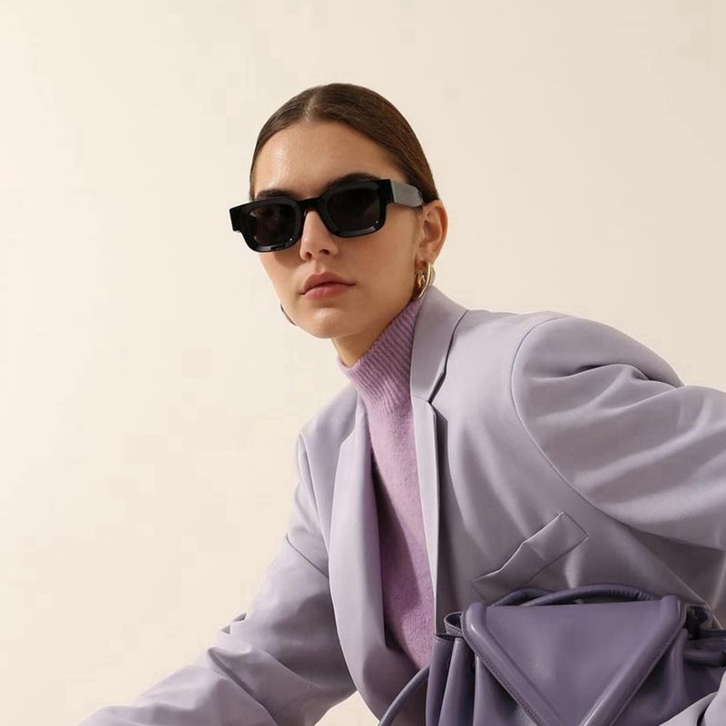 EYLRIM Thick Square Frame Sunglasses for Women Men Chunky Rectangle