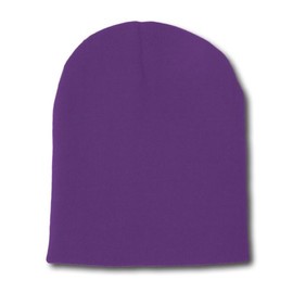 Decky 8 Inch Short Knit Beanie Cap (One Size, Purple)
