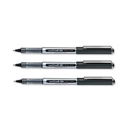 3 x Uni-ball Eye UB150 Rollerball Pens Micro 0.5mm Tip 0.3mm Line Black Ink