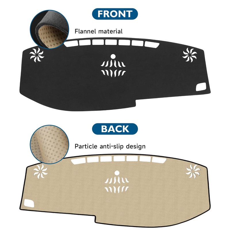 BIBLOZ Dash Cover for Toyota Sienna 2015-2020 Accessories Black Flannel