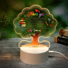 ULELE Thank You Teacher Gifts Acrylic Night Light Teacher Appreciation Gifts Teacher Acrylic Plaque Teacher Appreciation Gifts from Student Idea Gifts for Teachers Christmas Retirement Birthday Gift