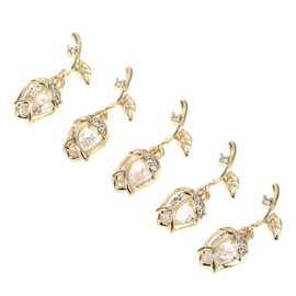 Mikinona Diy Nail Art Supply Rose Flower Nail Gems Manicure Charm Wear Rhinestones