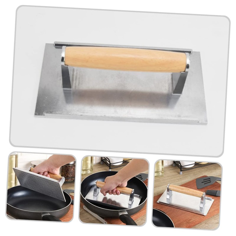 VICASKY Manual Aluminum Grill Press Portable Rectangle Burger Patty Maker