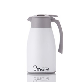SINCE 1997 MR.CHEF 51Oz Thermal Coffee Carafe, Insulated Stainless Steel Coffee Carafes for Keeping Hot/Double Walled Vacuum Coffee Carafe (White, 1.5L)