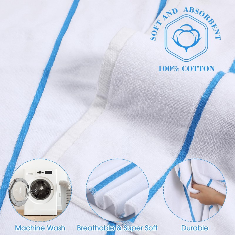 Redbaker 4 Pack Pure Cotton Pool Chair Cover and Beach