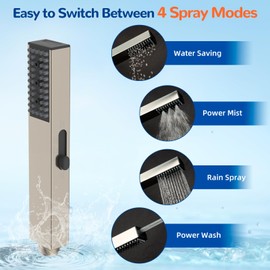 Hibbent All Metal Handheld Shower Head, High Pressure Upgraded 4 Spray Stainless Steel Showerhead, Built-in Power Wash to Clean Tub & Pets, Adjustable Brass Holder, 71" Hose, Brushed Nickel