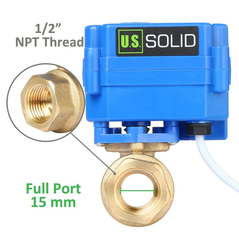 U.S. Solid Motorized Ball Valve- 1/2inches Brass Electrical Ball Valve