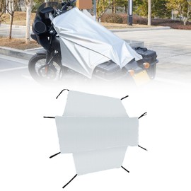 Dream Apparel Motorcycle Seat Cover Sun Shade Waterproof Outdoor Rain Dust Protection Universal Fit Heavy Duty Windproof Motorbike Vehicle Cover with Storage Bag, Silver, Size L