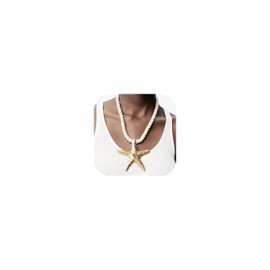 Starfish Necklace Puka Shell Necklace for Women Pearl Layered Necklaces Beachy Jewelry for Women