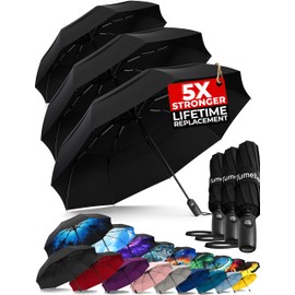 TUMELLA Strongest Windproof Travel Umbrella (Compact, Superior & Beautiful), Small Strong but Light Portable and Automatic Folding Rain Umbrella, Durable Premium Grip, Fits Car & Backpack