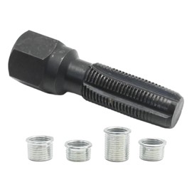 ZUDKSUY 5Pcs 14mm Spark Plug Rethreader Kit, Heavy Duty Spark Plug Thread Repair Kit with Reamer Cylinder Thread Repair Tool and Thread Insert (M14 x 1.25)