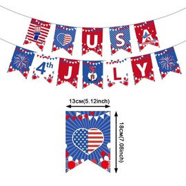 Patriotic American Flag Banner for 4th of July Decorations， Mini USA Flag String Banner，for 4th of July,Independence Day,Party