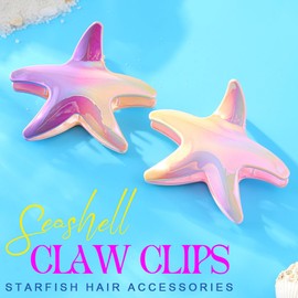 Fashey Starfish Claw Clips Acrylic Hair Clip Mermaid Hair Claw Clip Beach Hair Accessories for Women (Pink+Purple)