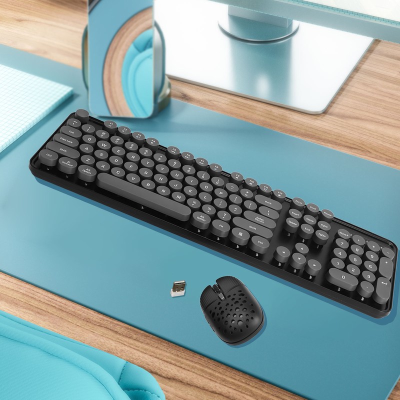 Wireless Keyboard and Mouse Combo Pure Color Retro 2.4G Wireless