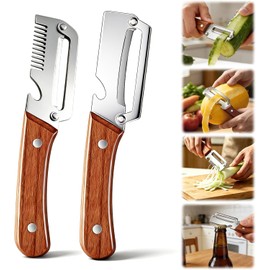 2pcs Pelador Verduras Multifunción, Destapador Integrado，Pelador Multifuncional para la Cocina，Herramienta de Cocina para Pelar Frutas, Calabazas, Papas, Zanahorias y Verduras(Rallar+Pelar)