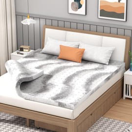 BedsPick Mattress Topper Twin Memory Foam, 2 Inch Mattresses Pad Charcoal Infused, Soft Single Bed Toppers with Ventilation Holes, CertiPUR-US and Oeko-Tex Standard 100 Certified