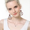 QIAOLEHUI Geometric Wooden Baseball Rugby Earrings Retro Hollow Out Baseball